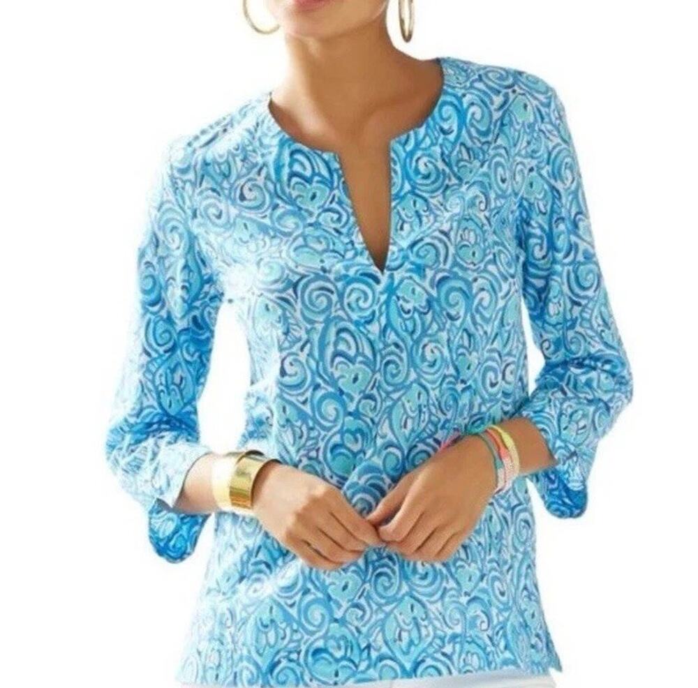 Lilly Pulitzer Amelia Island Tunic Size XS Resort White Chasing Tail NEW